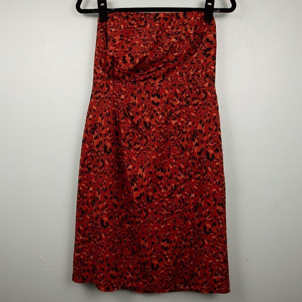 The Limited orange cheetah print strapless dress-6